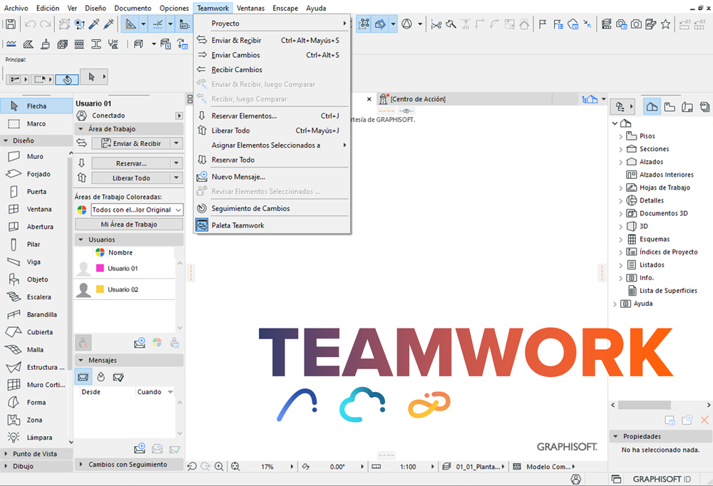 Conoce el interfaz de Teamwork para el trabajo colaborativo en ArchiCAD