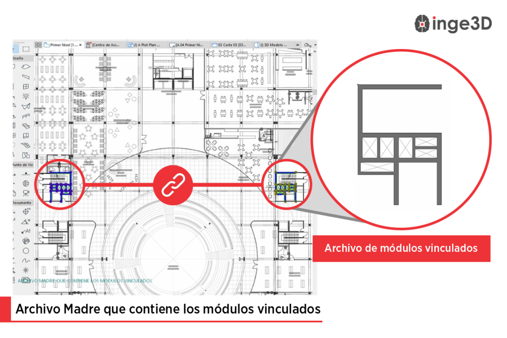 Visualización de módulos vinculados dentro de Archicad
